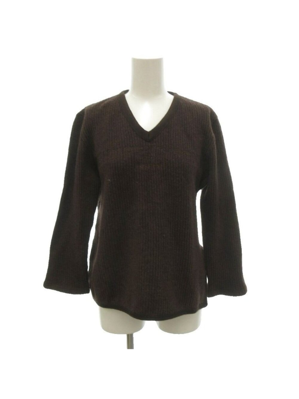 Fendi Vintage Knit Sweater Neck Long Sleeve Wool Brown 40
